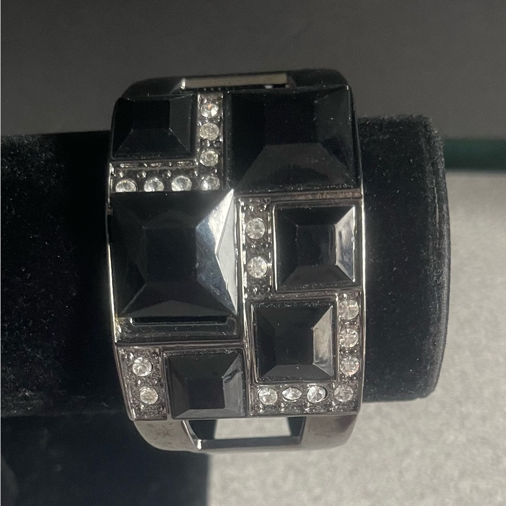 Black and Silver Geometric Hinge Bracelet